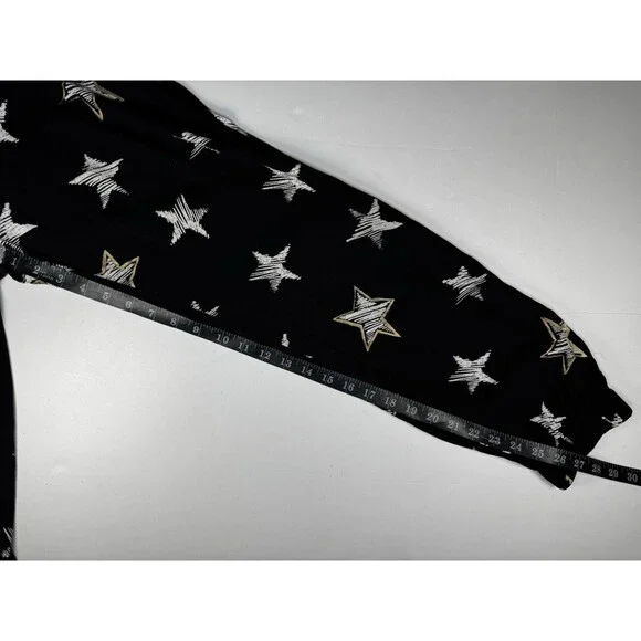 Sass and Bide Air Kisses Star Print Joggers Size 4 Black Gold Drawstring Relaxed